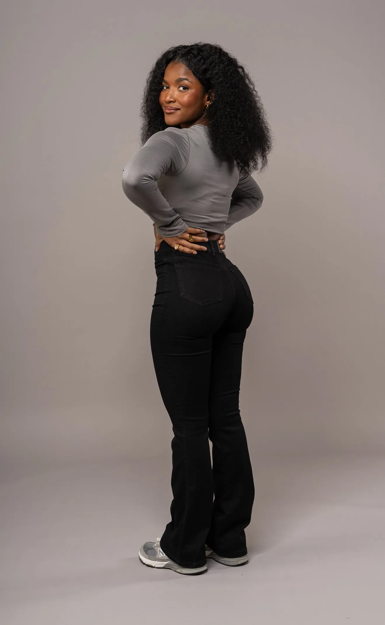 Womens Flared Fitjeans - Black
