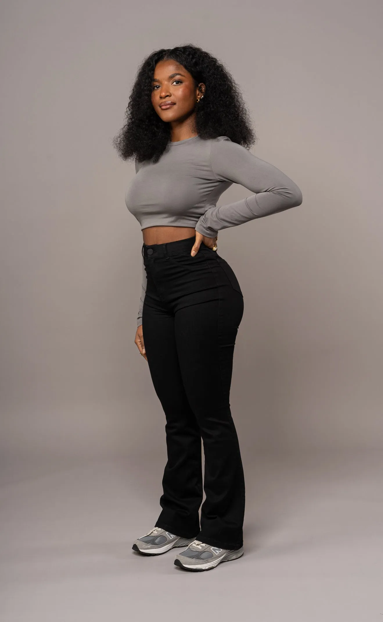 Womens Flared Fitjeans - Black