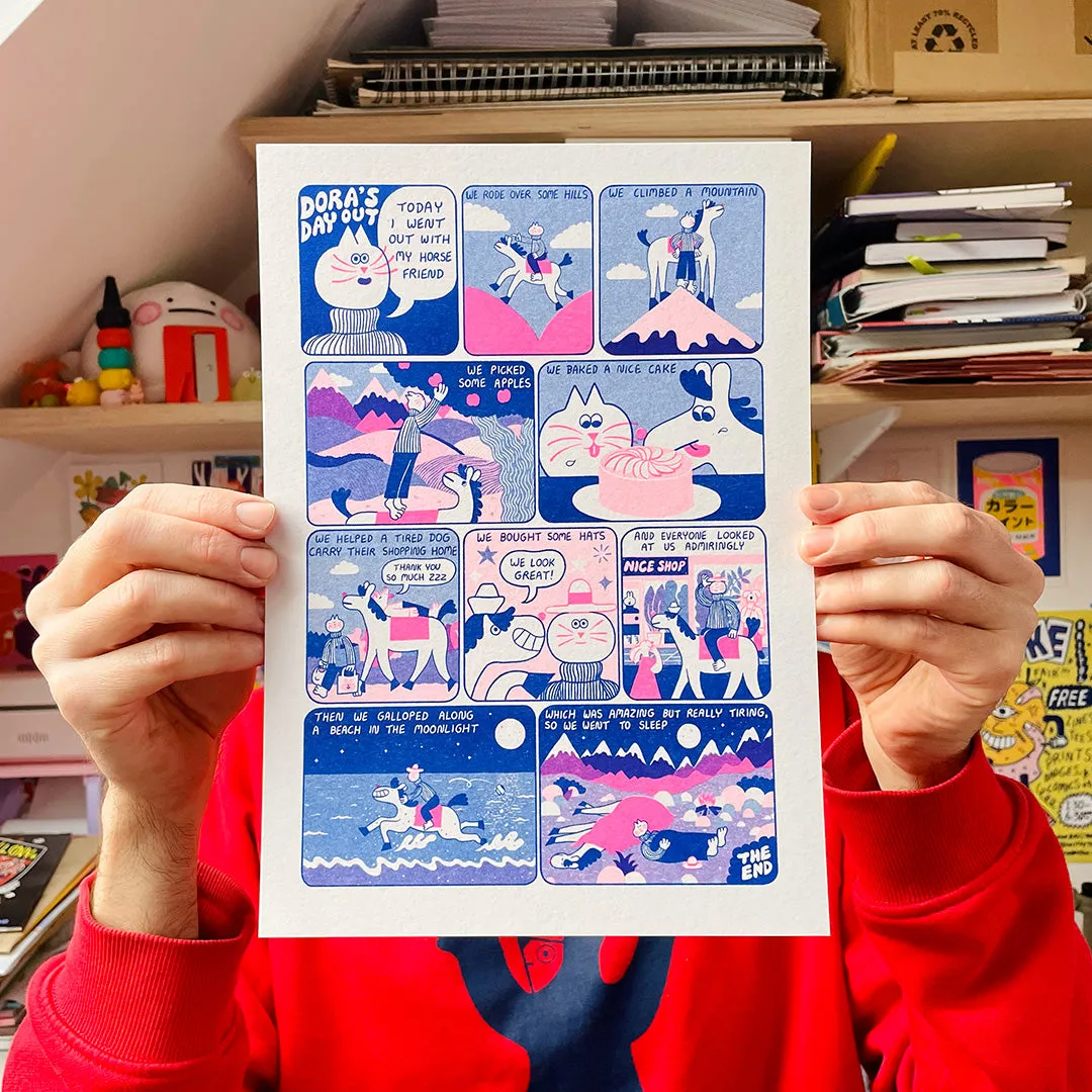 YUK FUN Dora's Day Out Comic Riso Print